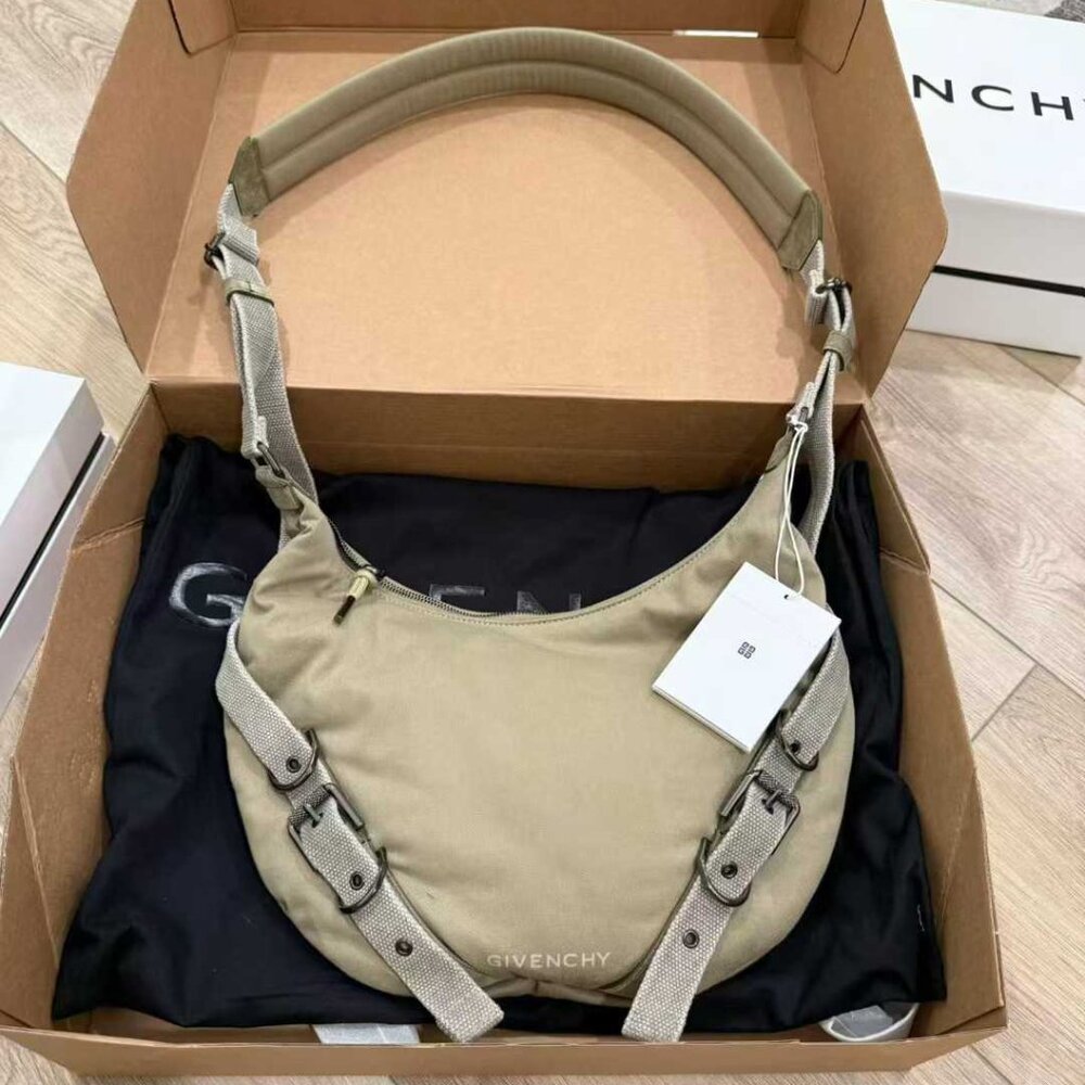 NWT Givenchy - Voyou Buckled Webbing-Trimmed Padded Twill Messenger Bag